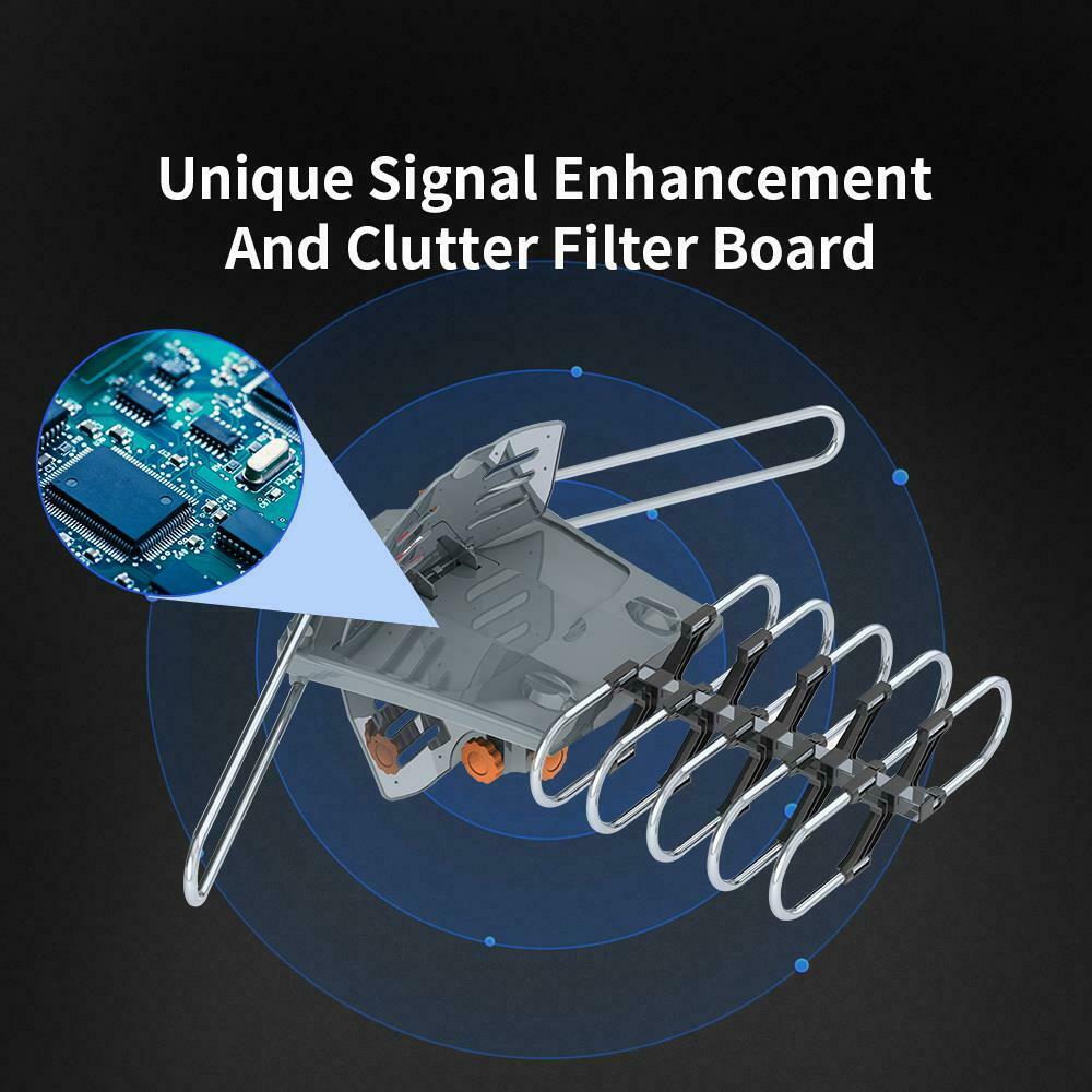 250 Meilen Outdoor Digital Verstärkte HDTV Antenne, Motorisierte 360° Drehung mit Mast