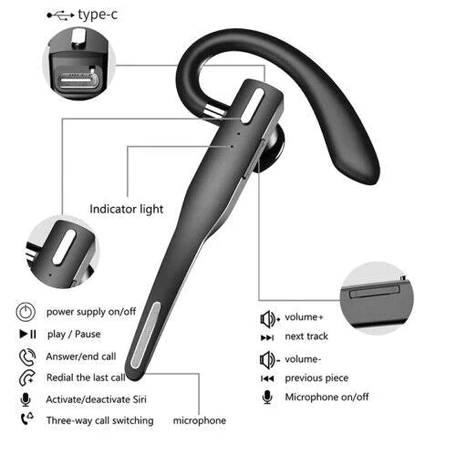 Trucker Dual Mic Draadloze Bluetooth 5.1 Noise Cancelling Headset/Oortje