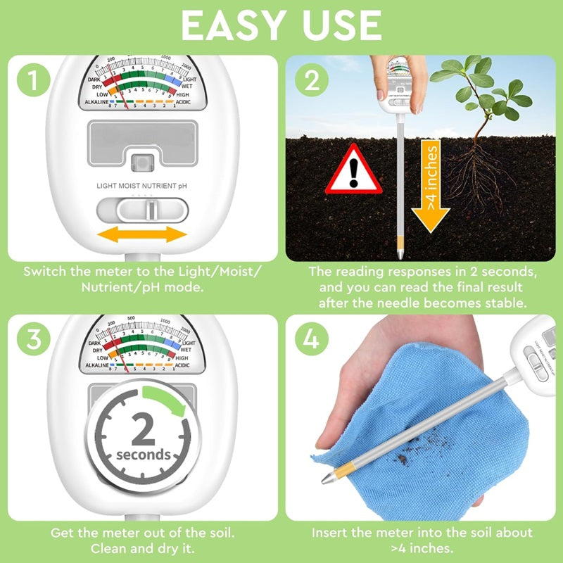 4-in-1 slimme bodemmeter voor nauwkeurige plantverzorgingsmonitoring