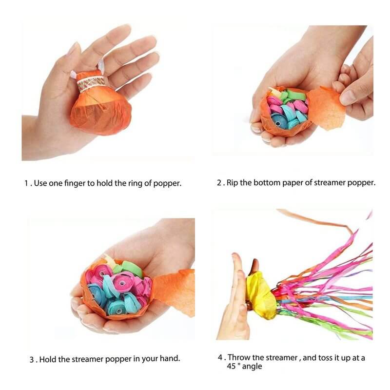 Colorful Wedding Confetti Poppers: Party Celebration Streamers