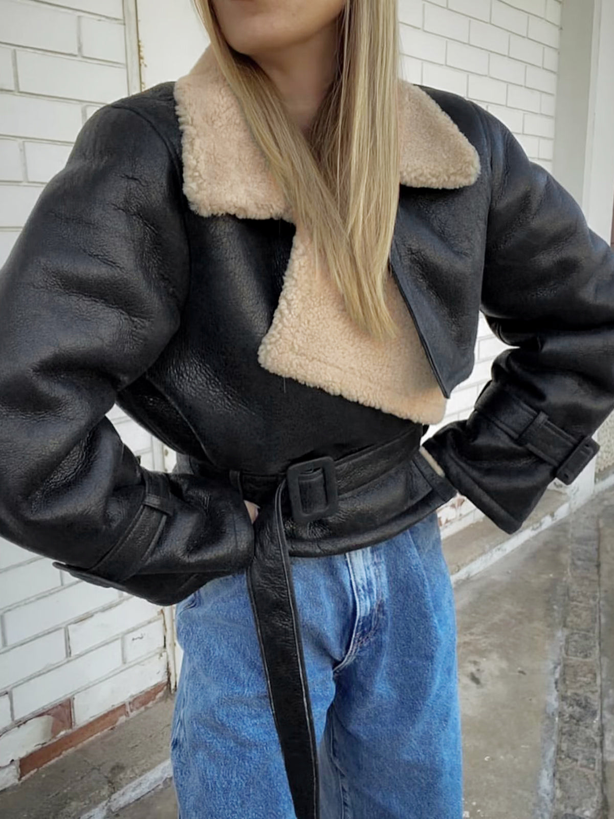 Too Blessed Sherpa Lined Aviator Jacket – Shearling Leather