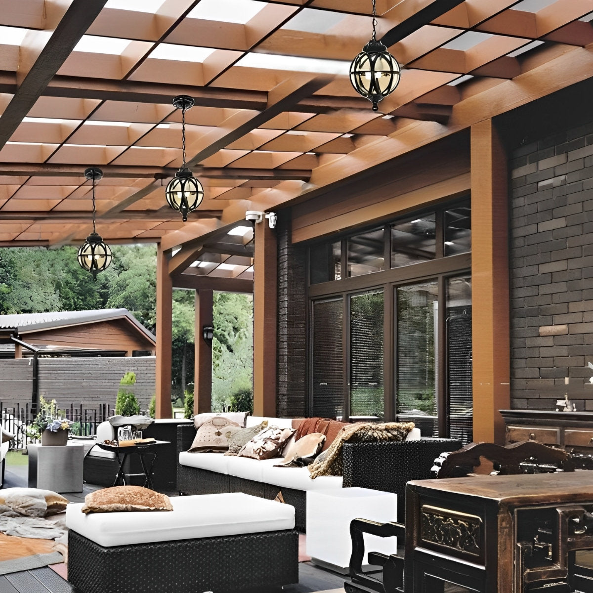 Waterproof Aluminum Glass Ball Outdoor Chandelier Light Hanging Chain Adjustable