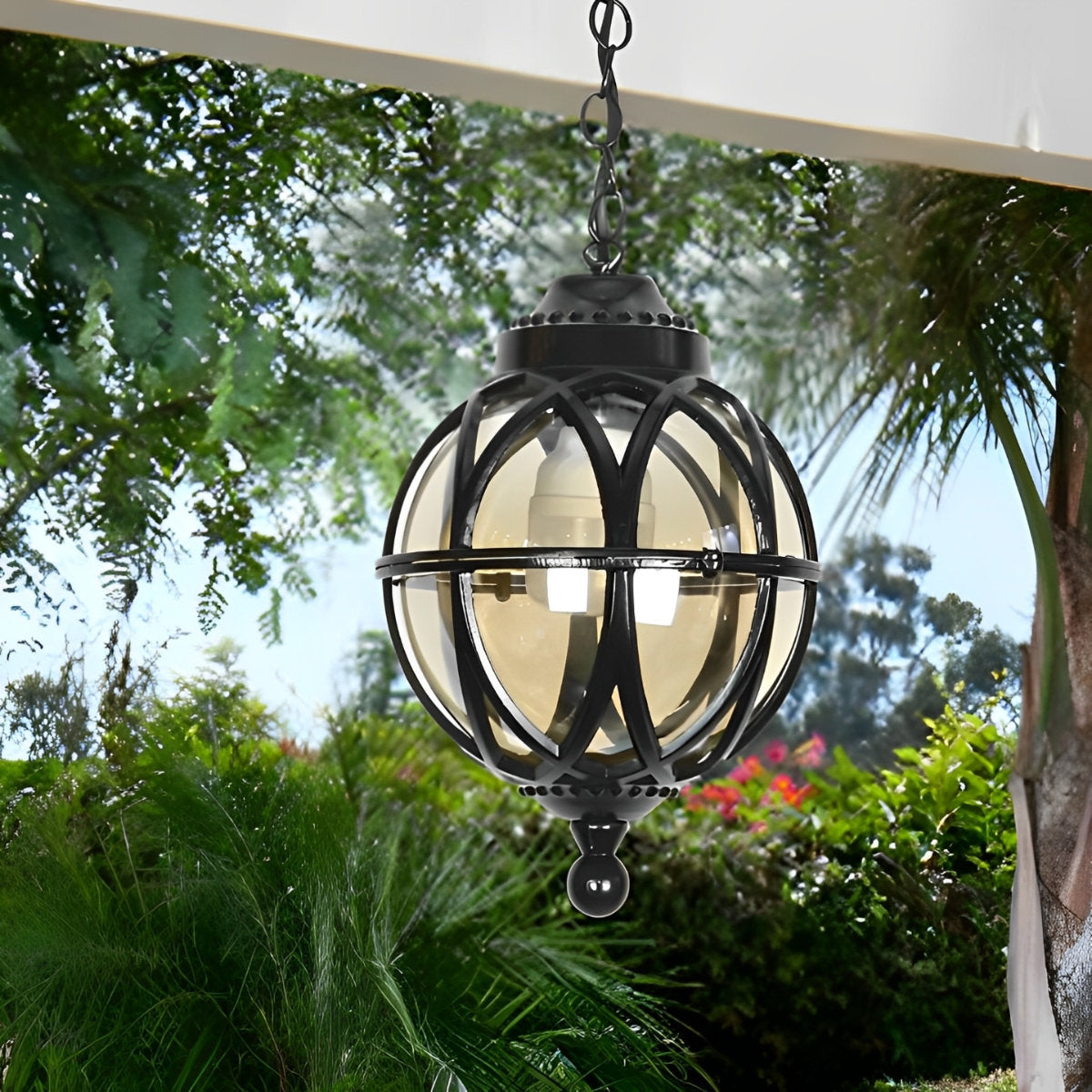 Waterproof Aluminum Glass Ball Outdoor Chandelier Light Hanging Chain Adjustable