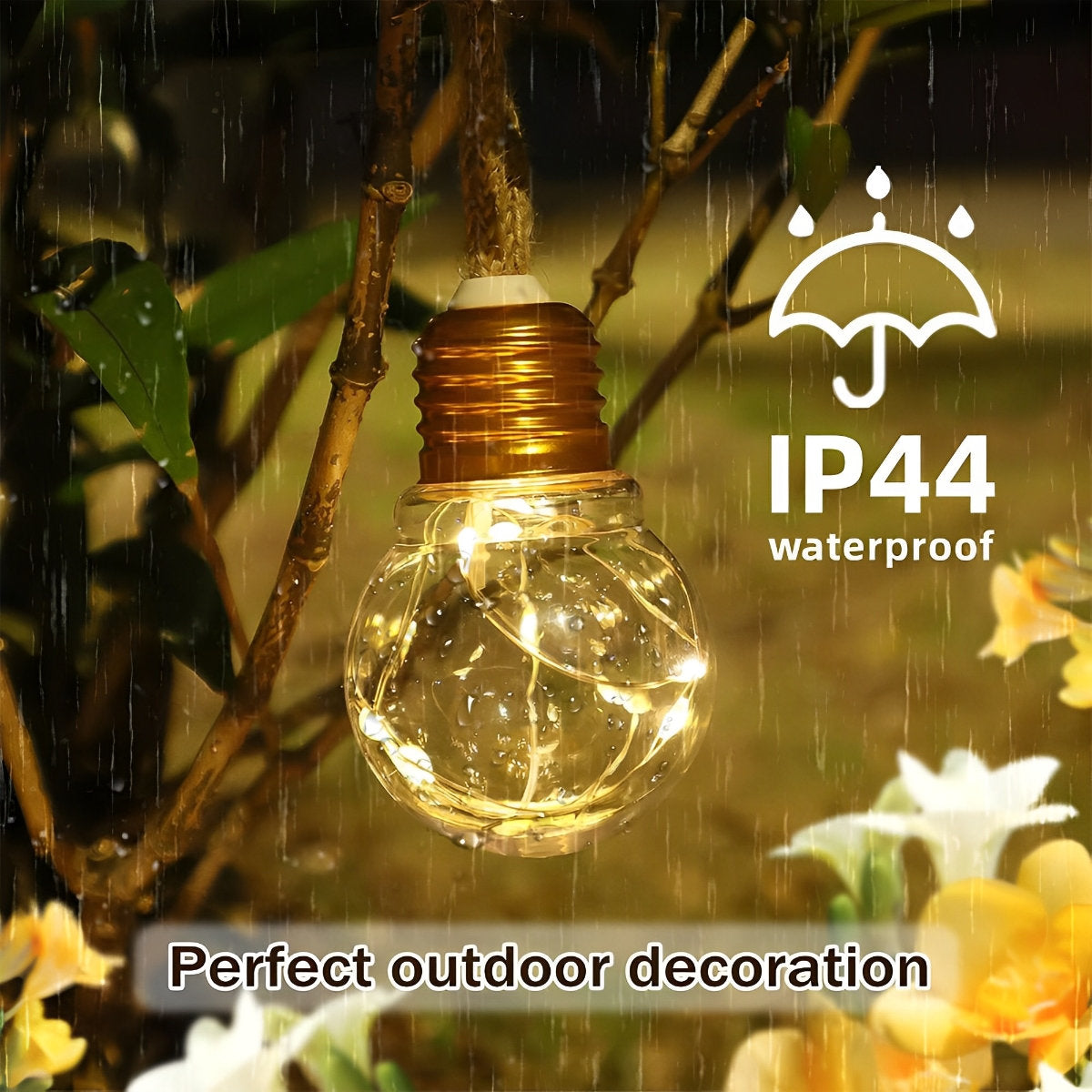 Waterproof Solar 31ft 20 LED Outdoor String Lights