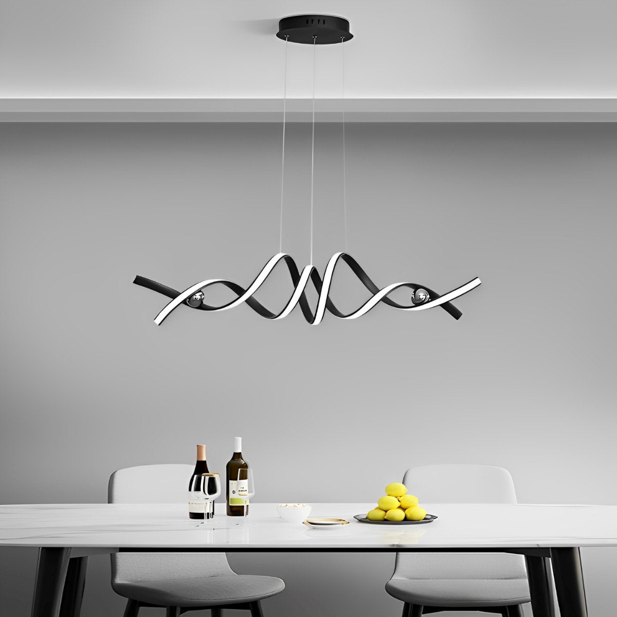 Minimalistische golfstrip gedraaide creatieve traploze dimbare LED kroonluchter hanglamp