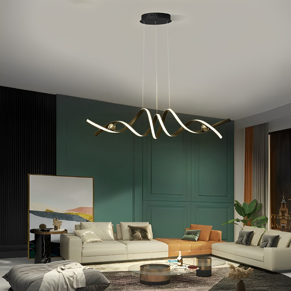 Minimalistische golfstrip gedraaide creatieve traploze dimbare LED kroonluchter hanglamp