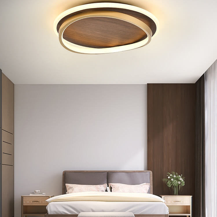 Nordische minimalistische LED-Deckenleuchte aus Walnuss, bündig montiert