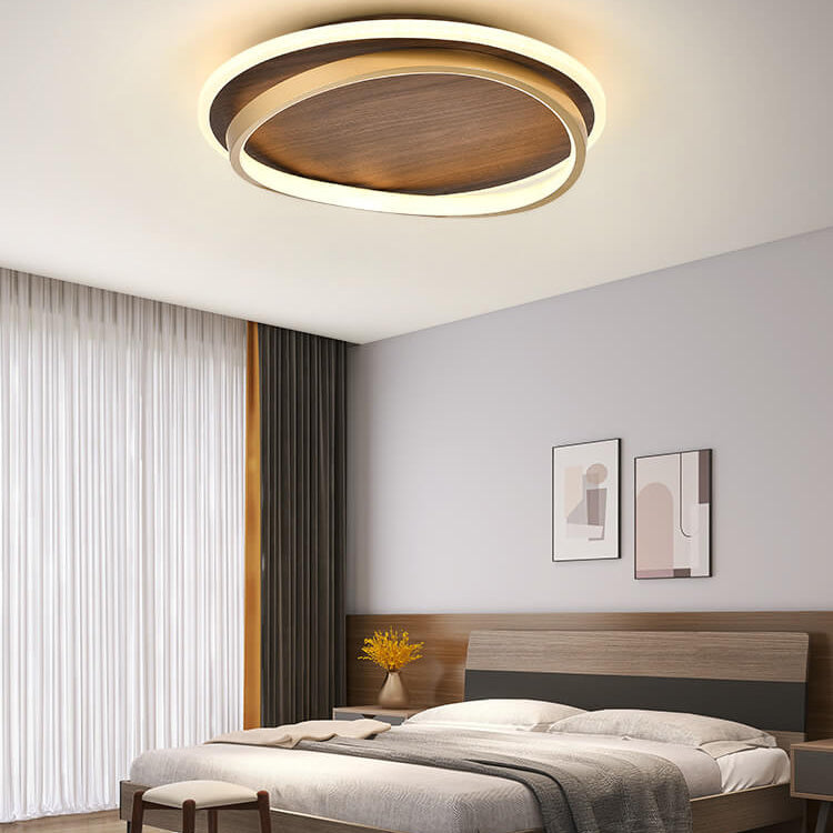 Nordische minimalistische LED-Deckenleuchte aus Walnuss, bündig montiert
