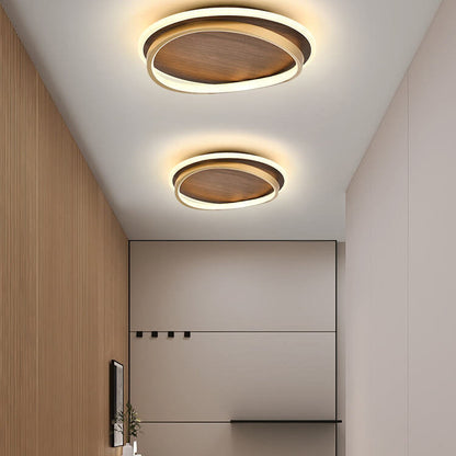 Nordische minimalistische LED-Deckenleuchte aus Walnuss, bündig montiert