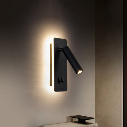 Minimalistische rechthoekige spot draaibare LED leeswandlamp