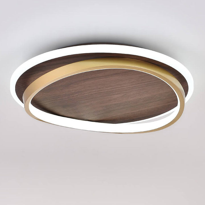 Nordische minimalistische LED-Deckenleuchte aus Walnuss, bündig montiert