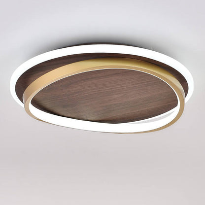 Nordische minimalistische LED-Deckenleuchte aus Walnuss, bündig montiert