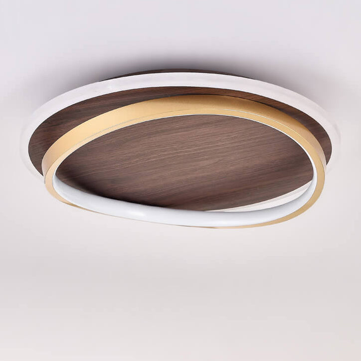 Nordische minimalistische LED-Deckenleuchte aus Walnuss, bündig montiert