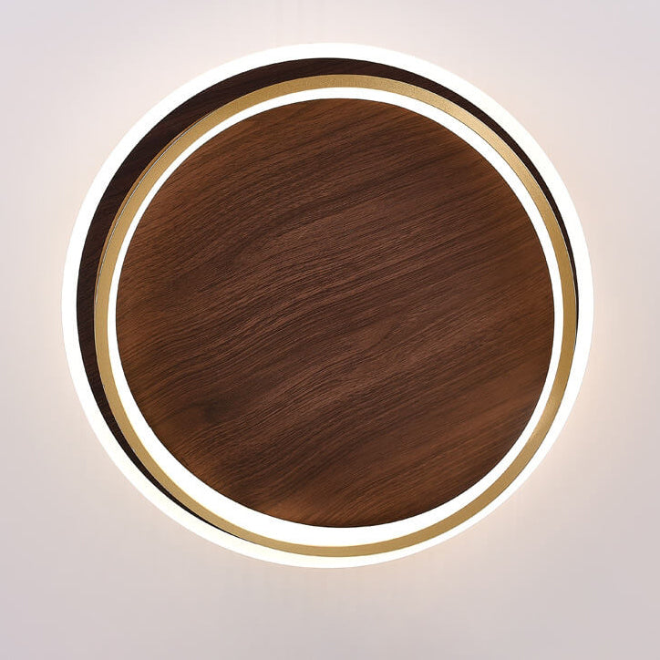 Nordische minimalistische LED-Deckenleuchte aus Walnuss, bündig montiert