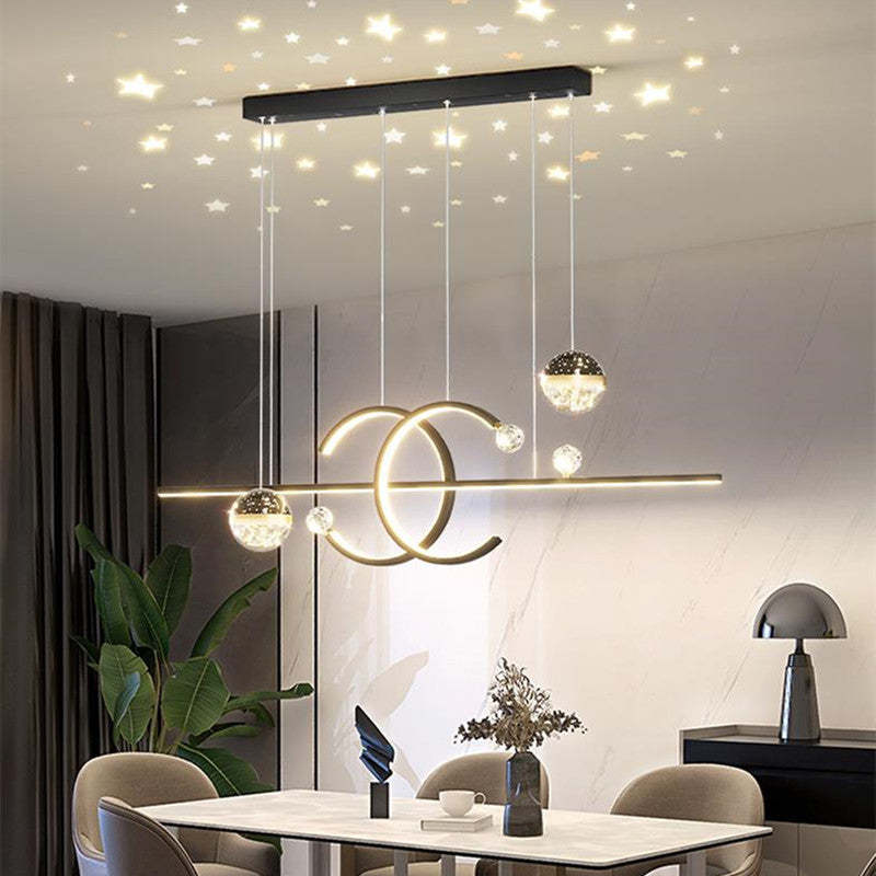 Hedendaagse hanglamp dubbel-C goud/zwart eetkamer