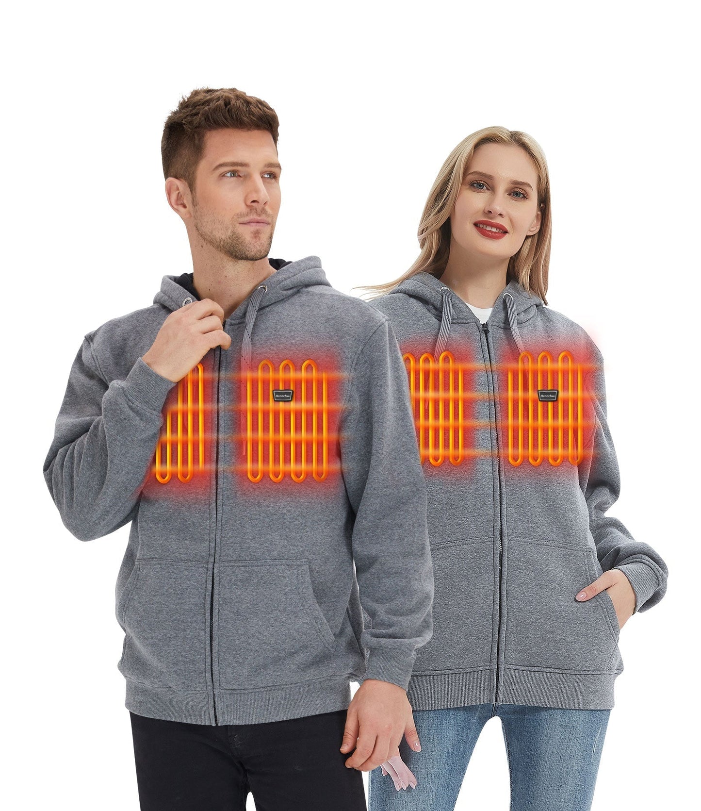 Volledige rits fleecejack met capuchon verwarmde hoodie