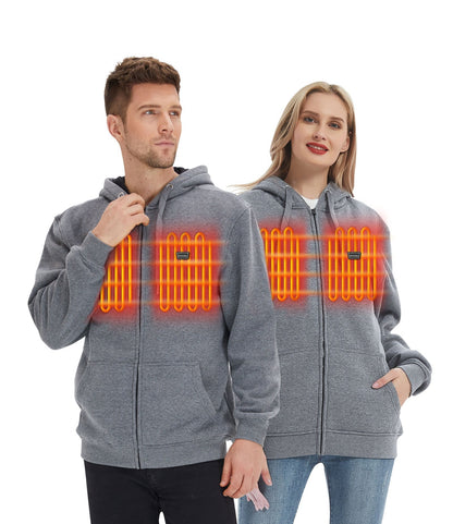 Volledige rits fleecejack met capuchon verwarmde hoodie