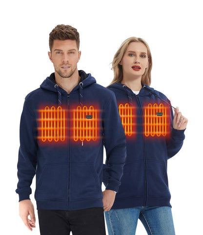 Volledige rits fleecejack met capuchon verwarmde hoodie