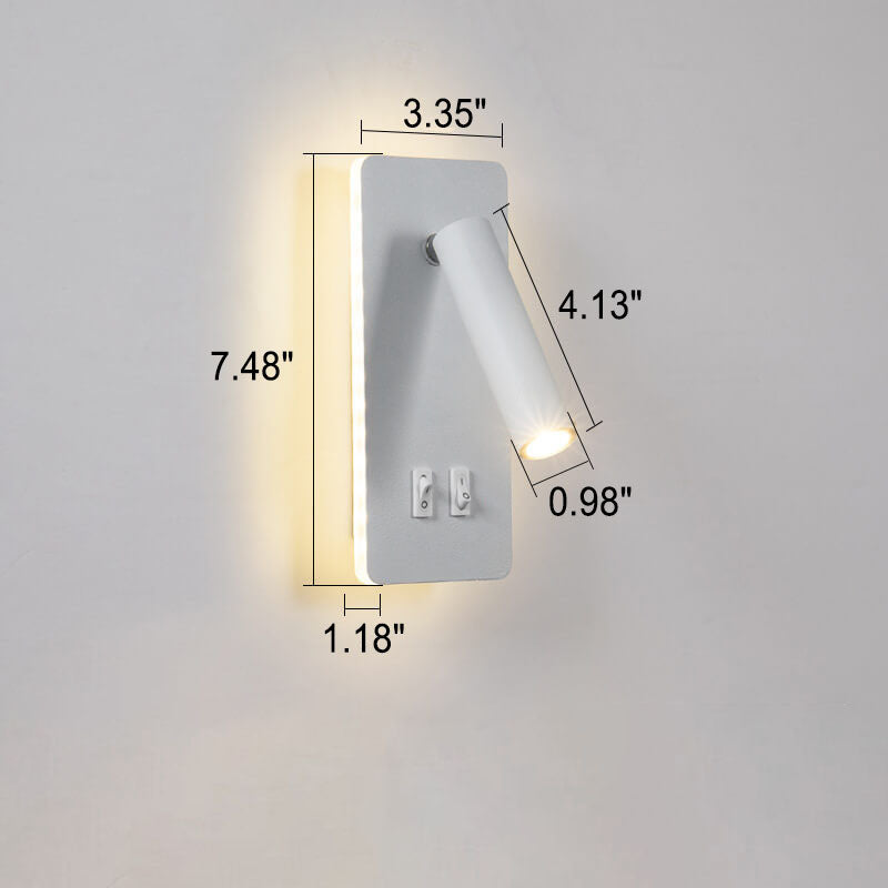 Minimalistische rechthoekige spot draaibare LED leeswandlamp