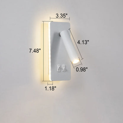 Minimalistische rechthoekige spot draaibare LED leeswandlamp