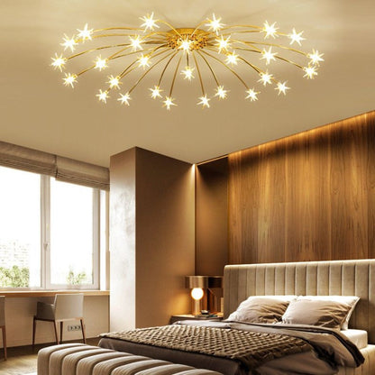 Art Deco Sterrenhemel Metaal/Glas Opbouw Plafondlamp Zwart/Goud/Chroom