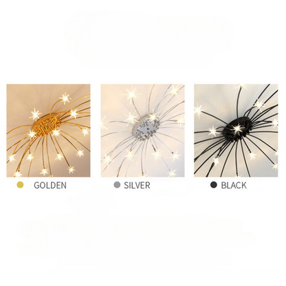 Art Deco Sterrenhemel Metaal/Glas Opbouw Plafondlamp Zwart/Goud/Chroom
