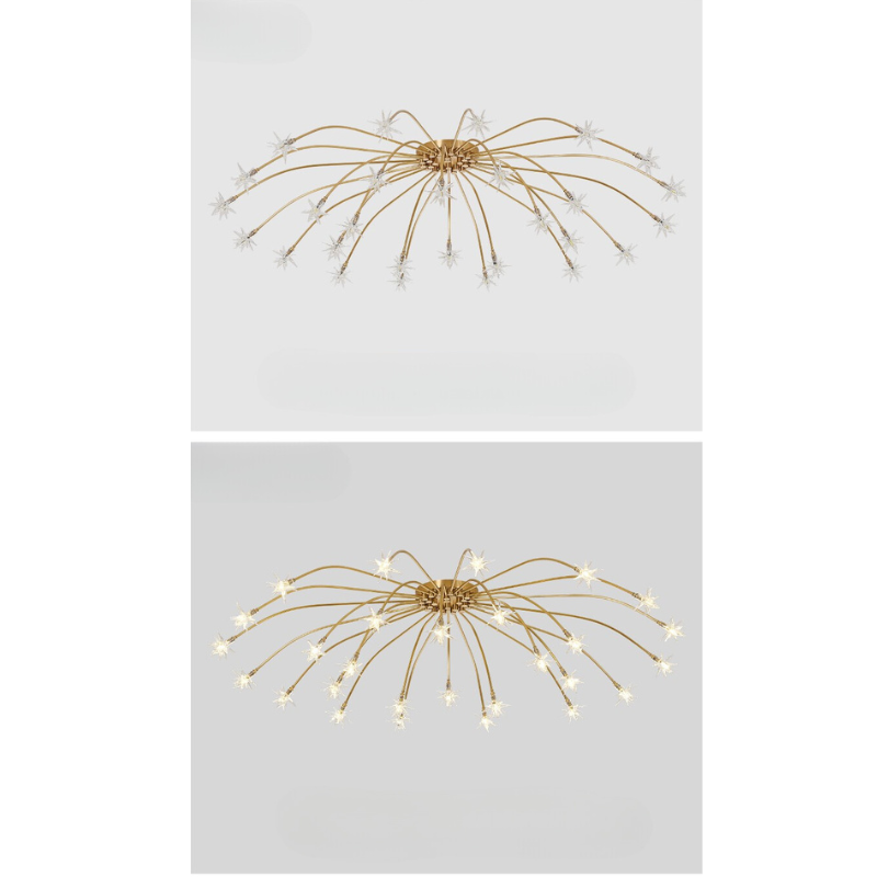 Art Deco Sterrenhemel Metaal/Glas Opbouw Plafondlamp Zwart/Goud/Chroom