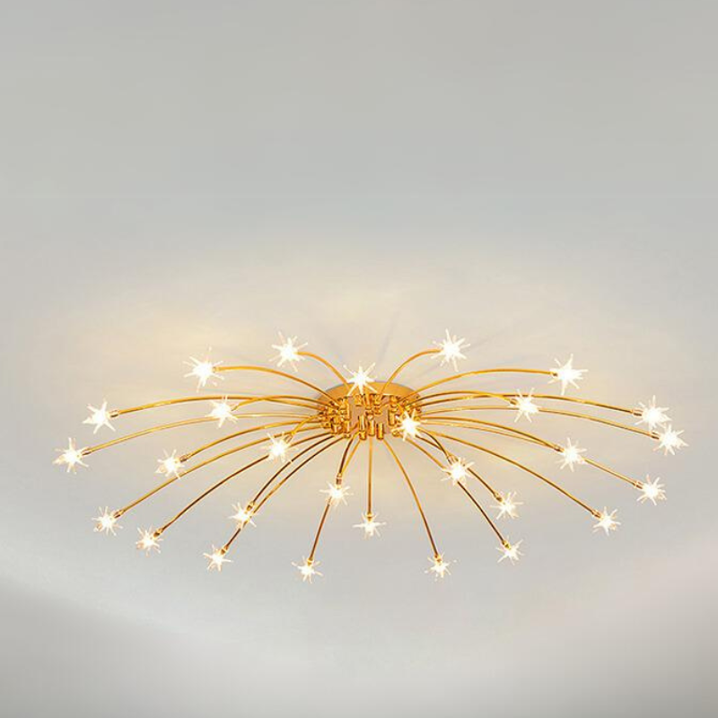 Art Deco Sterrenhemel Metaal/Glas Opbouw Plafondlamp Zwart/Goud/Chroom