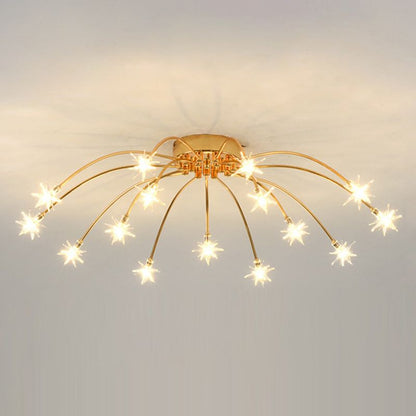 Art Deco Sterrenhemel Metaal/Glas Opbouw Plafondlamp Zwart/Goud/Chroom