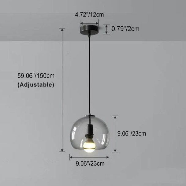 Minimalistische rookgrijze lichte met de hand geblazen glazen koepel hanglamp