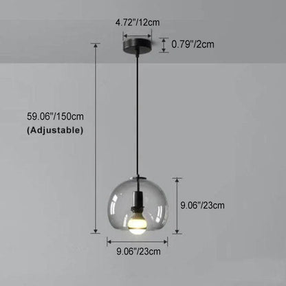 Minimalistische rookgrijze lichte met de hand geblazen glazen koepel hanglamp