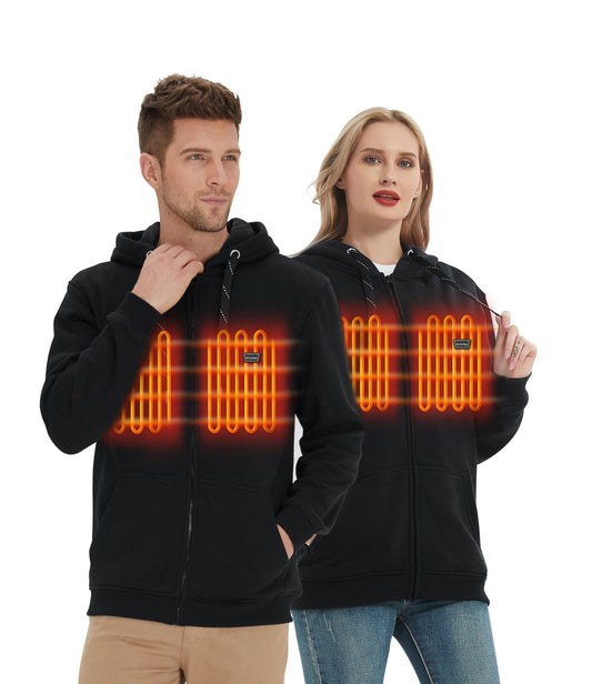 Volledige rits fleecejack met capuchon verwarmde hoodie