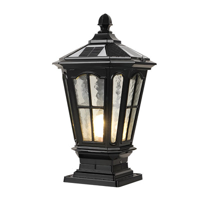 Retro paviljoenvormige zonne-energie hekpaalverlichting
