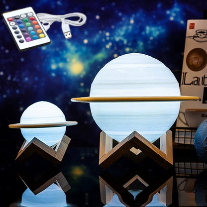 Planeet-Thema LED Nachtlamp – Kleurveranderend Saturnus Ontwerp voor Kinderen, Slaapkamers en Unieke Sfeervolle Woondecoratie
