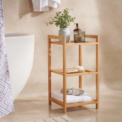 3-laags bamboe badrek, 30x30x57cm, natuurlijke afwerking