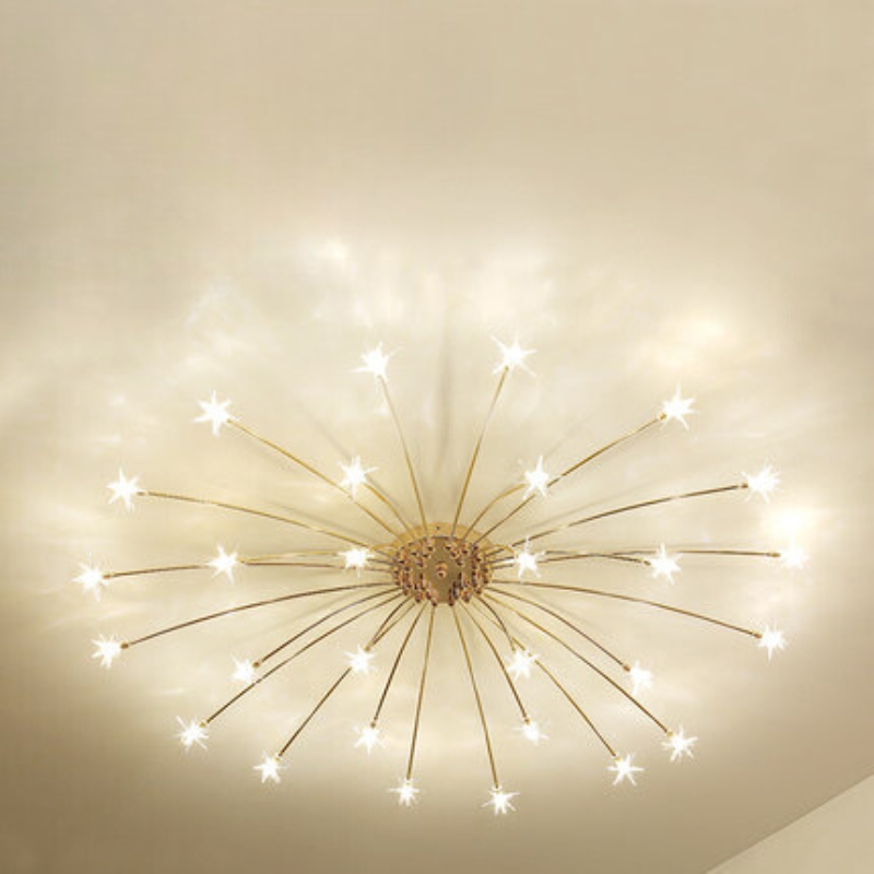 Art Deco Sterrenhemel Metaal/Glas Opbouw Plafondlamp Zwart/Goud/Chroom