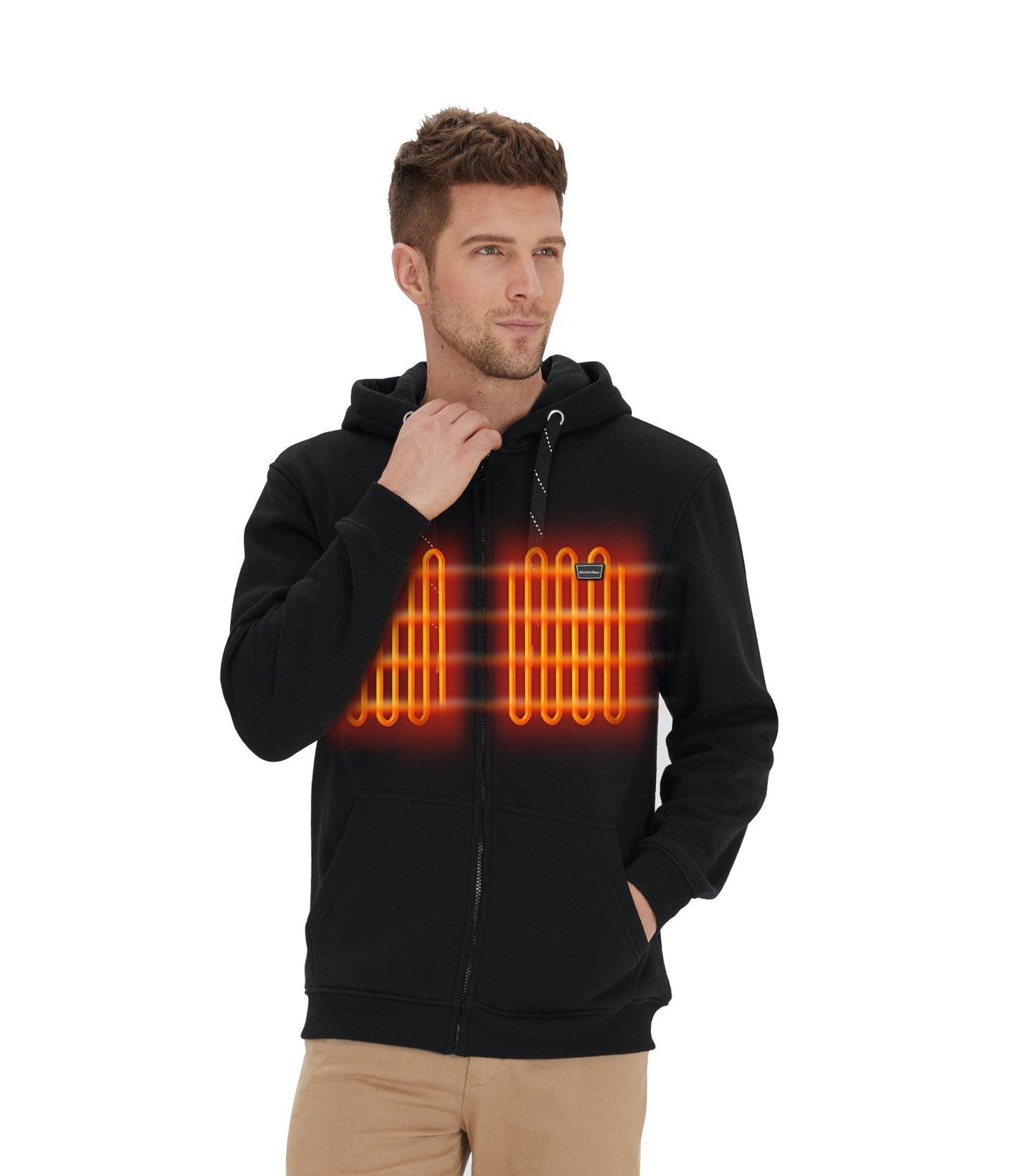 Volledige rits fleecejack met capuchon verwarmde hoodie