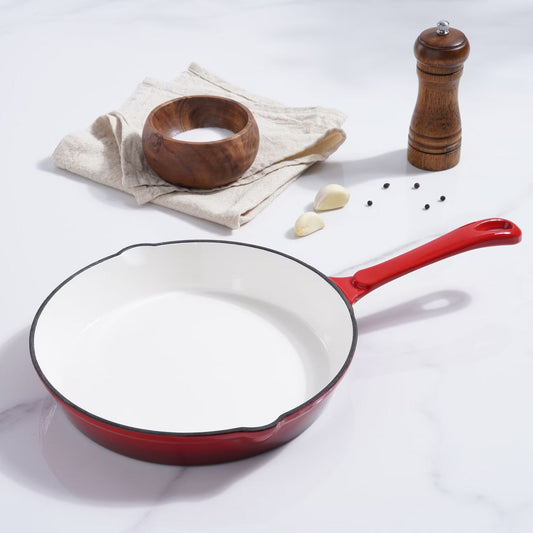 Enameled Cast Iron Fry Pan, 40x25x5.5cm, Ombre Red