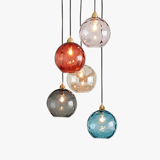 Kleurrijke glazen bol hanglamp water rimpeling woonkamer