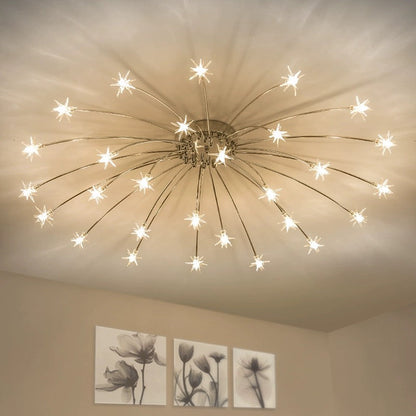 Art Deco Sterrenhemel Metaal/Glas Opbouw Plafondlamp Zwart/Goud/Chroom