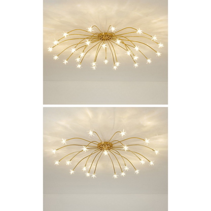 Art Deco Sterrenhemel Metaal/Glas Opbouw Plafondlamp Zwart/Goud/Chroom