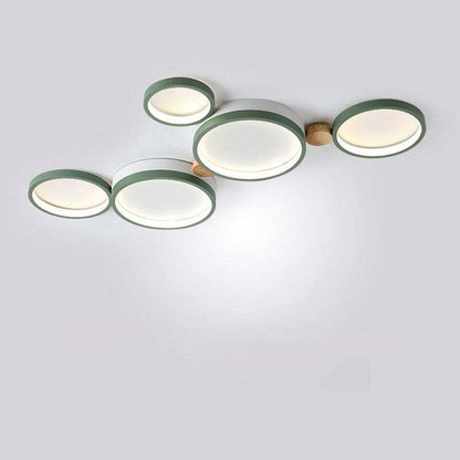 Ronde Opbouw Plafondlamp Wit Grijs Groen Slaapkamer