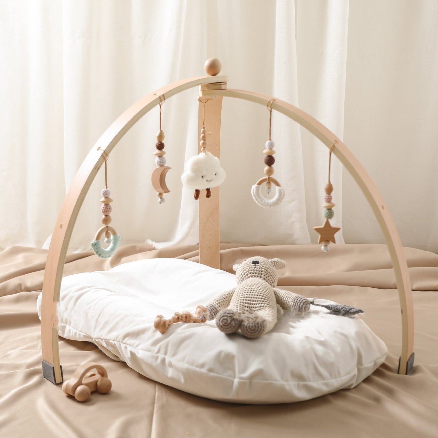 Wooden Baby Play Gym - Cot Mobile Playmat for Newborns