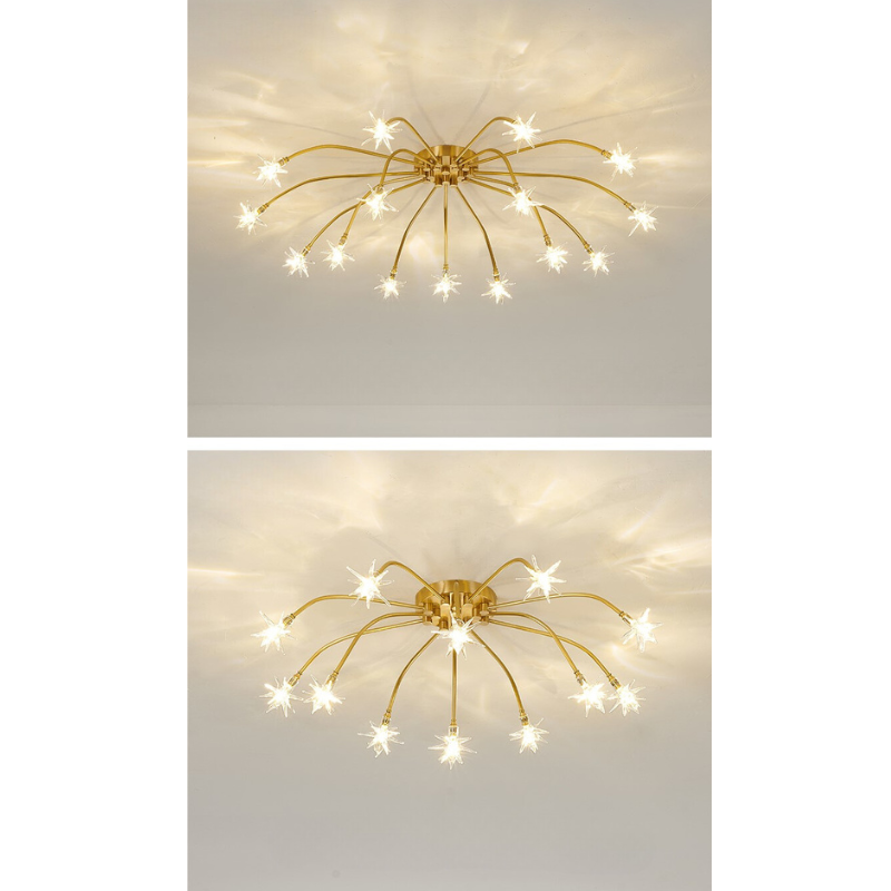 Art Deco Sterrenhemel Metaal/Glas Opbouw Plafondlamp Zwart/Goud/Chroom