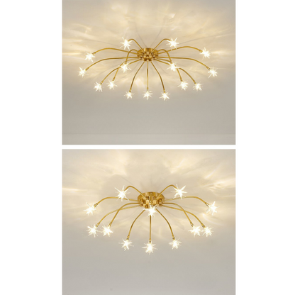 Art Deco Sterrenhemel Metaal/Glas Opbouw Plafondlamp Zwart/Goud/Chroom
