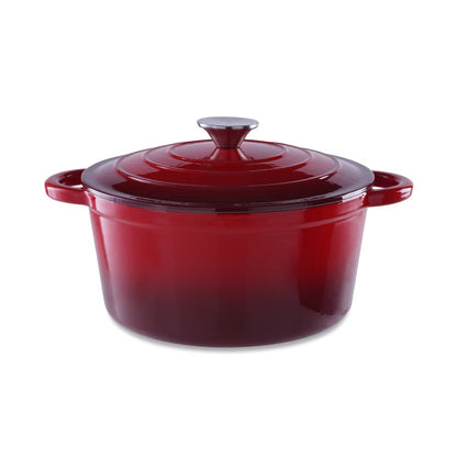 Enameled Cast Iron Cooking Pot 2L, Ombre Red