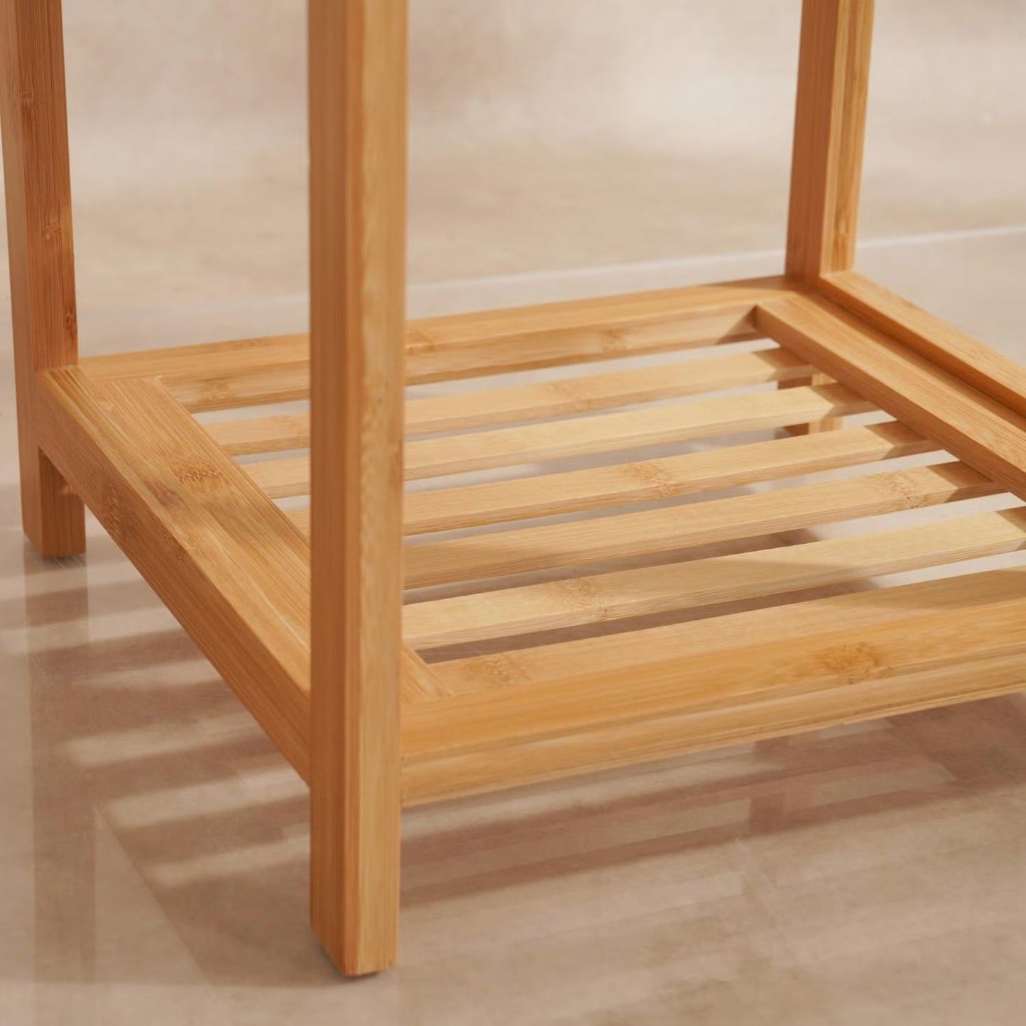 3-laags bamboe badrek, 30x30x57cm, natuurlijke afwerking