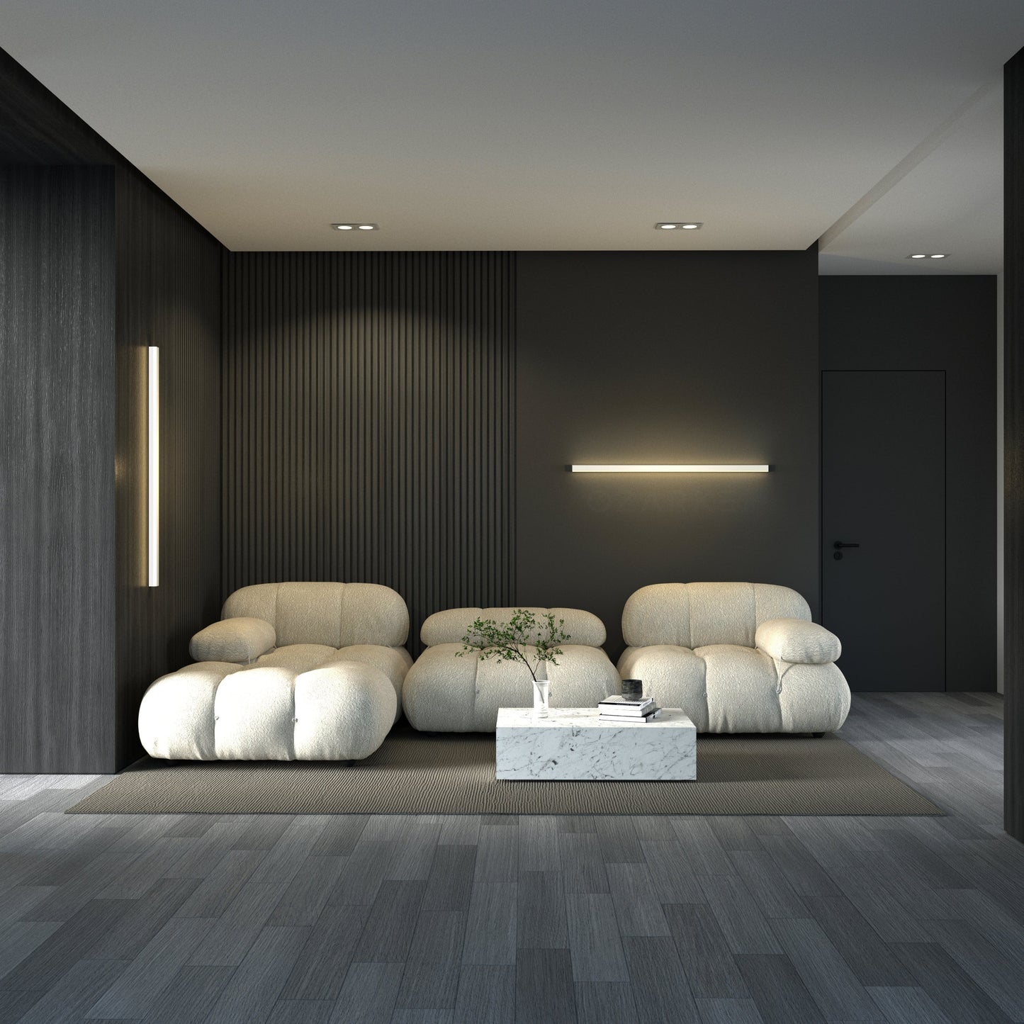 Minimalistische lineaire wandlamp met LED-sfeerverlichting