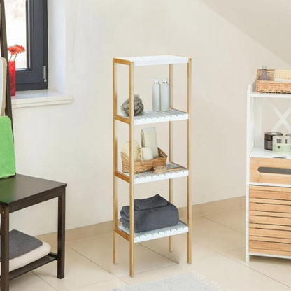 4-laags bamboe badplank, 34x33x110cm, wit