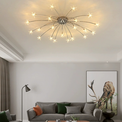 Art Deco Sterrenhemel Metaal/Glas Opbouw Plafondlamp Zwart/Goud/Chroom